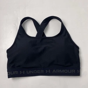 Under Armour Black Crossback Sports Bra Wireless Removable Pads Compression Sz L - Picture 1 of 13