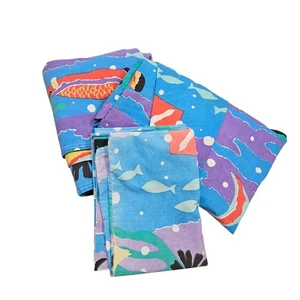 Vintage 80s 90s Twin Bed Sheet Sets Ocean Fish Colorful Sea - Picture 1 of 10