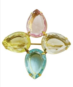 Broche vintage de pedrería Avon tono dorado y pastel - Imagen 1 de 4