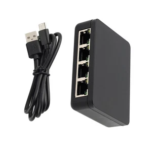 New 1 TO 4 Ways 1000Mbps Black RJ45 LAN Network Splitter Adapter Accessories - Afbeelding 1 van 18