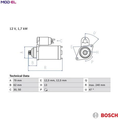 STARTER 0 986 025 150 FOR SKODA VW CC/PASSAT/SEDAN/GRANDE FUSCA GOLF/PLUS/Van - Image 1 of 4