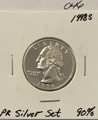 1998 S Proof AG 90% Washington Quarter -046 - Image 1 of 2