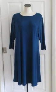 Vestido Trapecio SYMPLI Atlantis Azul Pavo Real Jersey Manga 3/4 con Bolsillos L 14 Nuevo con Etiquetas - Imagen 1 de 12