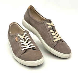 Ecco weiche Nubukleder Freizeit Sneaker Schuhe Damen 9 warm grau extra weit - Bild 1 von 14