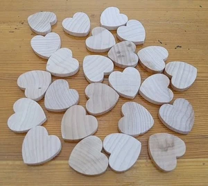24 Piece 1 x 3/8" Thick Wood Heart Cutouts Unfinished Blank Wedding Craft - Picture 1 of 2