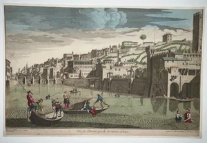 FLORENCE Gravure VUE OPTIQUE Maillet ITALIE Riviere Arno XVIII° - Bild 1 von 4