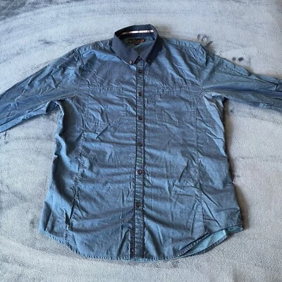 G By Guess Men’s Long Sleeve Blue Button Up Collar Shirt Large - Image 1 of 4