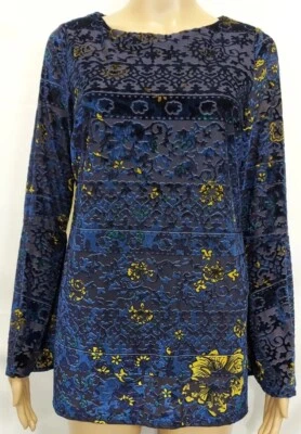 Blusa ECI NEW YORK tamanho pequeno azul, dourada em relevo forrada de veludo 8% elastano - Imagem 1 de 4