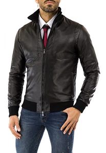 Giacca Giubbotto in di Vera PELLE Uomo Slim Fit Ns Produzione Sped. Gratis 36pz - Foto 1 di 12