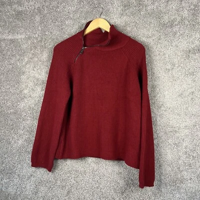 RD стиль свитер женщин XS красный ржавчины длинным рукавом высоты шеи молнии стежок исправить - Изображение 1 из 4
