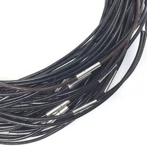 Leather Cord Necklace Bayonet Clasp Surfer Choker Black,Brown 2mm 3mm 4mmBeading - Picture 1 of 20