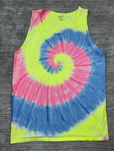 Top Tie Dye Uomo Canotta Media Arcobaleno Girocollo Tinto a Mano Port and Company - Foto 1 di 10