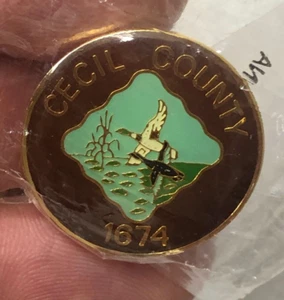 Cecil County Maryland 1674 Hat Lapel Pin Sealed Mint - Picture 1 of 4