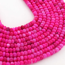 2 Strand Amazing Hot Pink Opal Roundelles, Smooth Beads, 12 Inches, 6mm Opal
