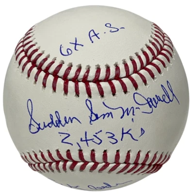 Sam McDowell Signed ROMLB Baseball w/ 4 Insc Beckett Witness BAS COA Cleveland - Image 1 of 4