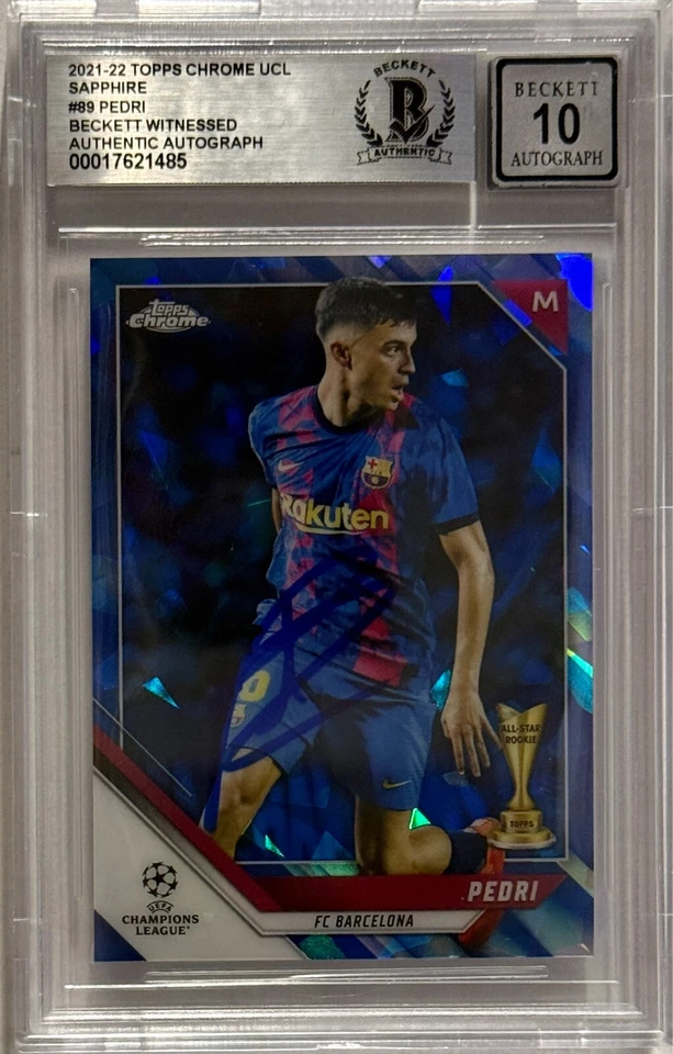 2021-22 Topps Chrome UCL Sapphire Signed Pedri #89 Barcelona Beckett Auto 10 - Image 1 of 1