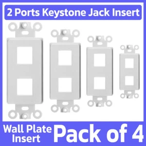 Paquete de 4 insertos de placa de pared Keystone de dos puertos 2 conectores Keystone se adapta a placa de pared Decora - Imagen 1 de 5