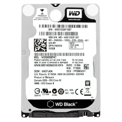 Hard Drive Dell 0N3VVG 500GB 16MB Cache 7200RPM SATA II 2.5" Inch WD5000BPKT - Image 1 of 4