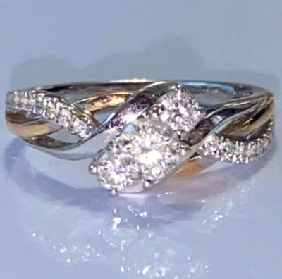 GORGEOUS 14k White and Rose Gold KAY JEWELERS Diamond Engagement Ring Size 7! - Image 1 of 4