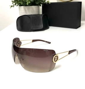 Gafas de sol vintage Police Y2K S8488S gemas diamantadas visera sin montura protector metal - Imagen 1 de 9