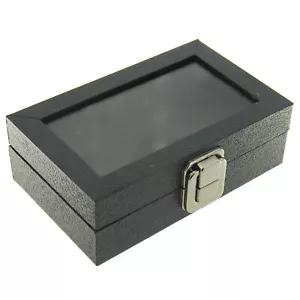 Extra Small Glass Top Black Plastic Tray Showcase Storage Jewelry Ring Bracelet - Picture 1 of 7