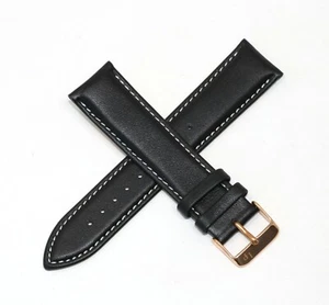 Lucien Piccard 22 mm Echtleder Uhrenarmband Band 8" SCHWARZ Roségold Schnalle - Bild 1 von 5