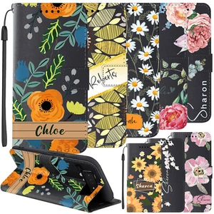 Flowers Wallet Case Personalised Leather Cover For Google Pixel 8 7 Pro 7A 8A 6A - Picture 1 of 82