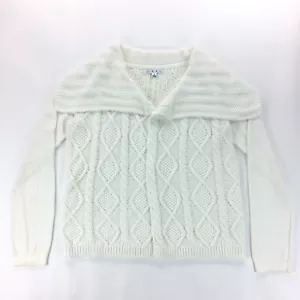 Cabi Damen S Creme Zopfmuster Offen Strickjacke Pullover Weiter Kragen Langarm - Bild 1 von 11