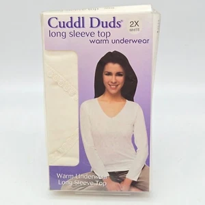 Vtg Cuddl Duds Long Sleeve Top Shirt Womens 2X Warm Underwear White Long Johns - Picture 1 of 11