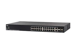 CISCO DESIGNED SG350X-24MP Stackable Managed Switch 24 GbE Ports 382W PoE Black - Picture 1 of 6