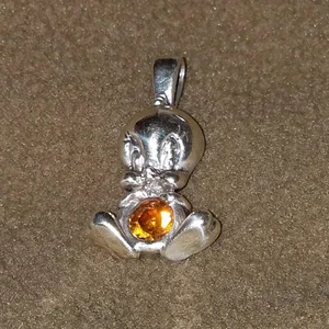 Tweety Bird WB Pendant Charm 925 Sterling Silver November Citrine birth stone - Picture 1 of 2