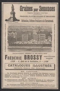 PUBLICITE DE 1899  --  GRAINES POUR SEMENCES Frederic BOISSY . LYON  7A460* - Picture 1 of 1