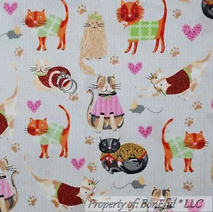 TELA BONEful fq Edredón Algodón De Colección Gris Rosa Gatito Gato Ratón Pata Corazón Punto Estampado - Imagen 1 de 14