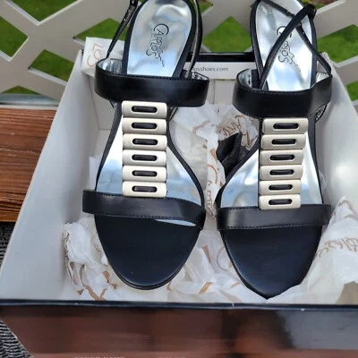 NOVO CARLOS SANTANA - Caliente tamanho 10M preto prata rebite sandália salto sapatos novo na caixa - Imagem 1 de 4