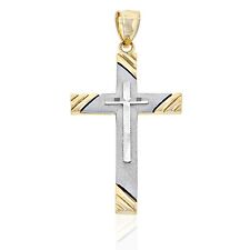 Charm America - Gold Modern Cross - 14 Karat Solid Gold