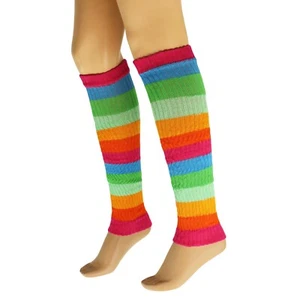All Cotton Leg Warmers for Women 80s Colorful Soft Knitted 1 Pair - Picture 1 of 30