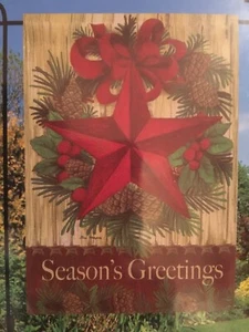 Meadow Creek Decorative Suede ‘Season’s Greetings’ 12.5" x 18" Garden Flag - Picture 1 of 1