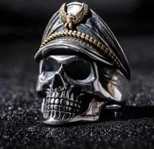 Punk Men's Pirate Captain Skull Gothic Skeleton Ring Band Party Jewelry Sz 7-14 - Picture 1 of 6