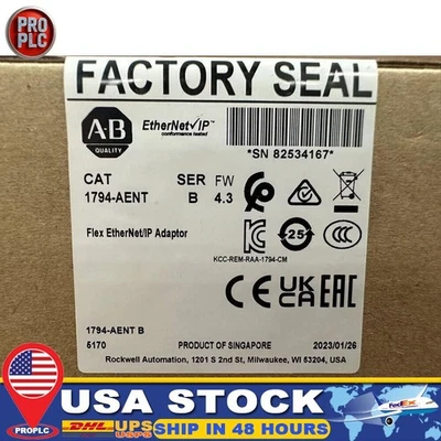 Allen-Bradley 1794-AENT New Flex I/O EtherNet/IP Adaptor AB 1794AENT US Free Tax - Image 1 of 4