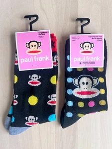 2 Paul Frank Women’s Julius Monkey Socks One Size 6-9.5 Stripes Polka Dots - Picture 1 of 2