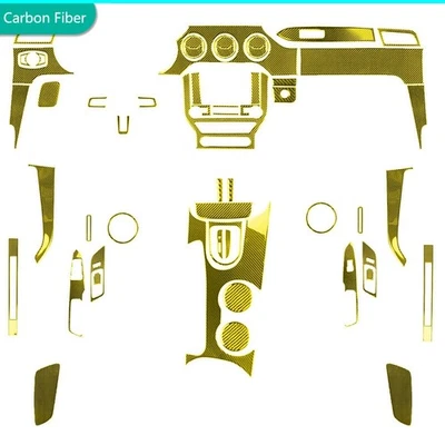 Kits completos de cubierta interior de fibra de carbono amarilla de 60 piezas para Ford Mustang 2015-22 Foto 1 de 4