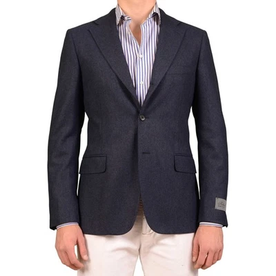 Chaqueta de franela BELVEST hecha a mano azul espiga mezcla de lana EU 50 NUEVA US 40 Foto 1 de 4