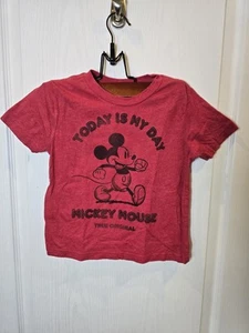 Disney Little Kids Size 4 Mickey Mouse Red T-shirt Vintage Feel Today is My Day - Picture 1 of 3