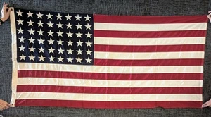 Vintage 48 Star American Flag Hand Sewn Stars Steel Grommets 79x39 USA - Picture 1 of 12