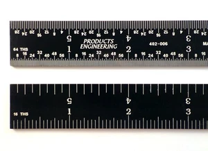 6" 4R rigid black chrome, "high-contrast" machinist ruler with markings 1/8",... - Picture 1 of 2