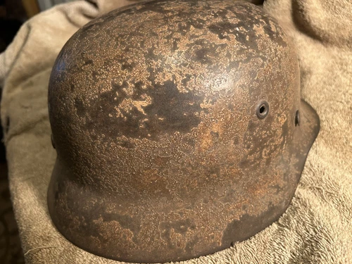 All Orig WW2 German M40 POS Africa Or Tropical Camo Helmet