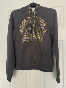 Grey & Gold Golddigga Sequin Hoodie Size 14 - Picture 1 of 10