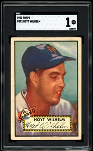 1952 Topps #392 Hoyt Wilhelm Rookie RC SGC 1 - CENTERED NO CREASES J&J