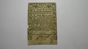 1786 Two Shillings Six Pence Rhode Island Colonial Currency Bank Note Bill 2s6d - Picture 1 of 2