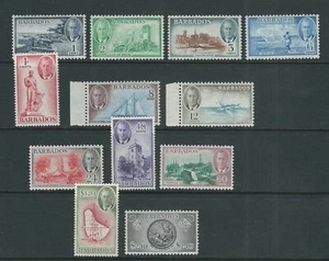 BARBADOS 1950 KGVI long set PICTORIALS (Scott 216-227, 2 top vals NH rest H) - Picture 1 of 1